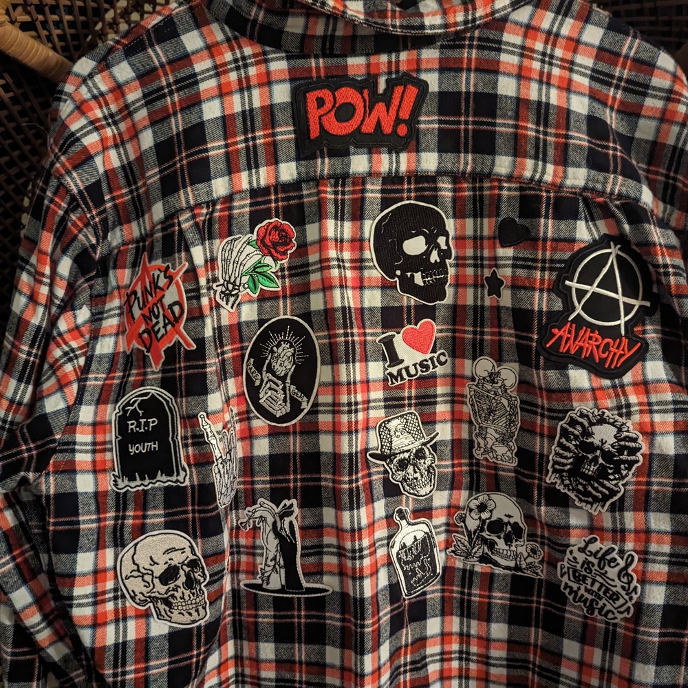 POW! Graphic Patch Plaid Shirt